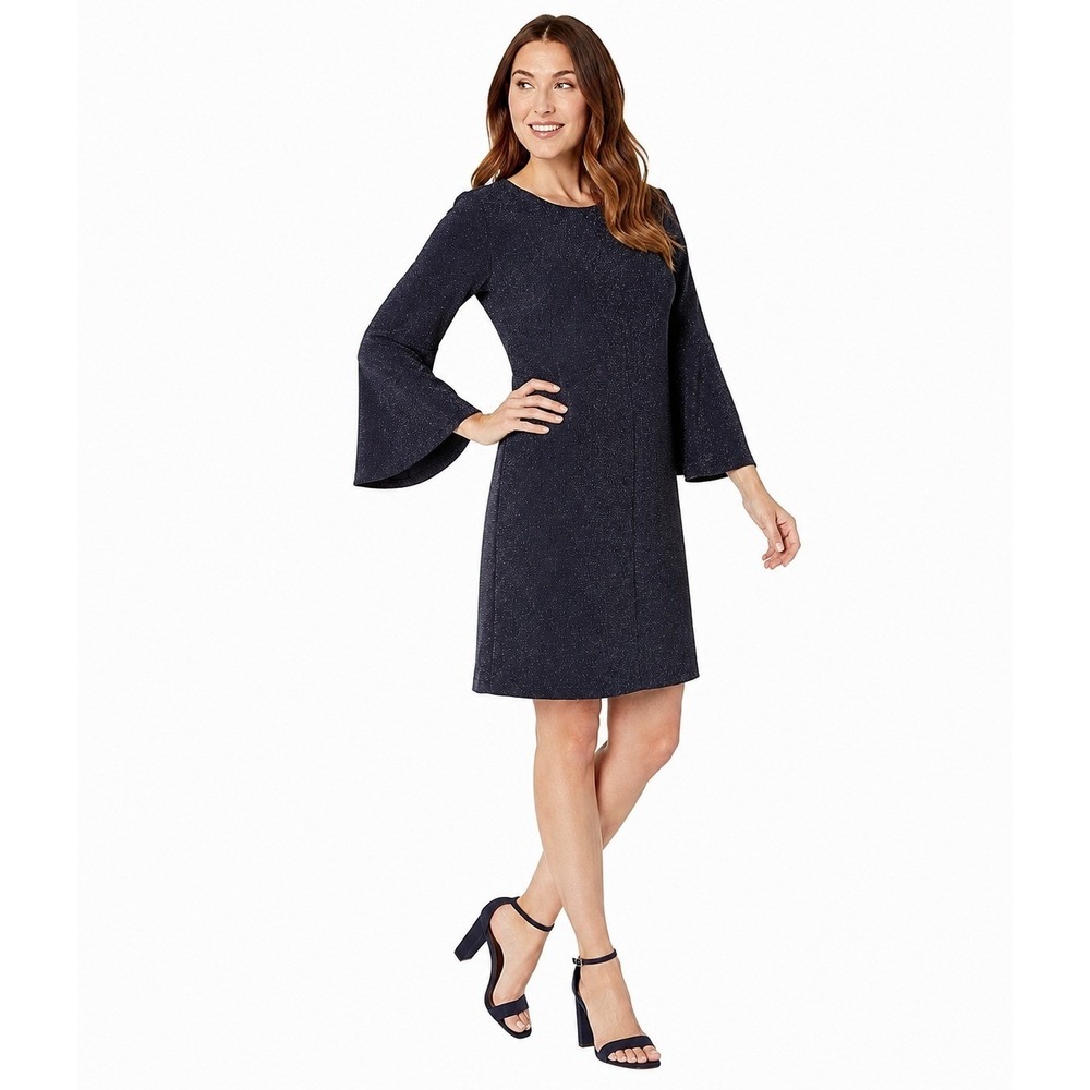 Lauren Ralph Lauren Shift Dress Navy Cocktail Glam Modern Classic Size 12 Office
